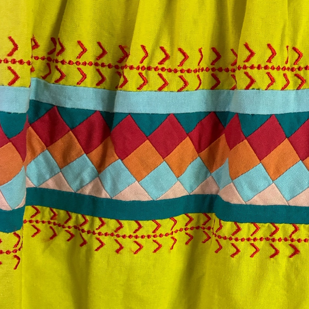 Anthropologie Leifsdottir Ribboned Quilotoa Bold Patchwork Dress Sz.6 - Picture 9 of 10